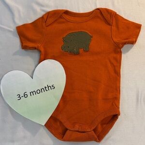 Gymboree - Orange Baby Short sleeve Onesie with Hippo Design